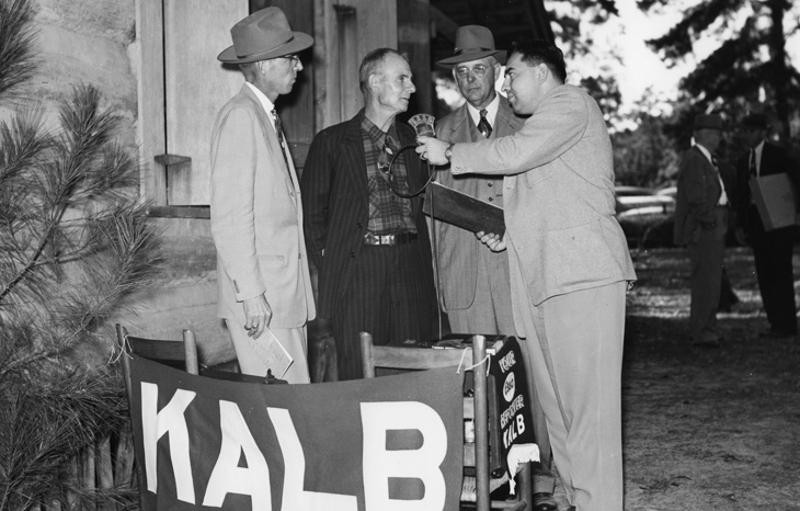 Riley C. Melton, one of Louisiana's charter tree farmers, is interviewed at the October 24, 1951, dedication ceremony.