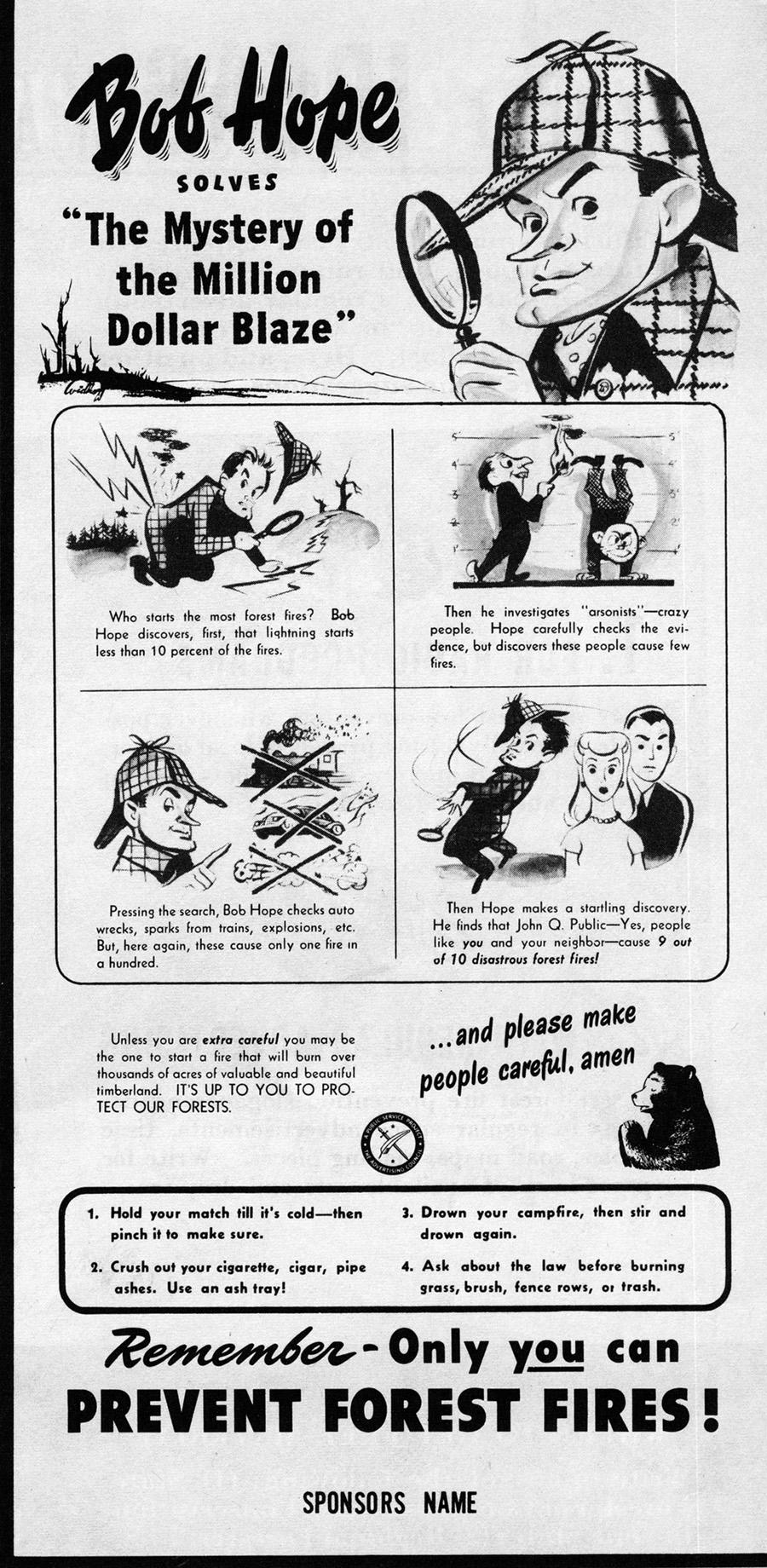 Bob Hope Fire Prevention ad 1948.