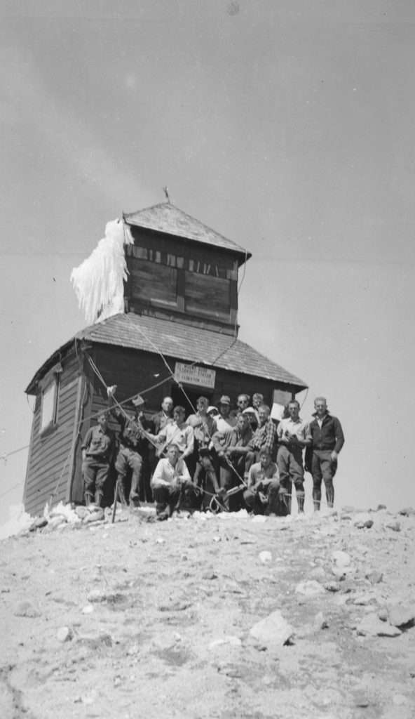 Group in front of Mt. Hood lookout station.