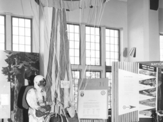 A U.S. Forest Service smokejumper exhibit display.