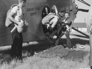Practice in escape training procedures, Lolo National Forest, Montana.