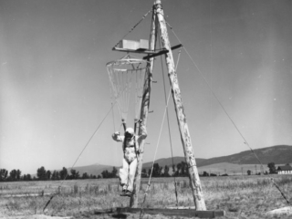 Parachute turning simulator, designed and built by the Missoula Equipment Development Center.