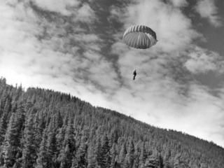 Smokejumper over Lolo National Forest, Montana.