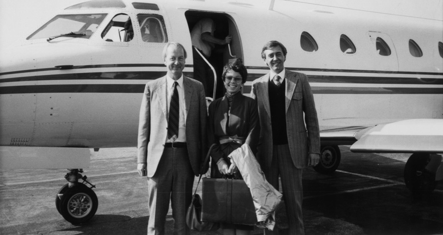 Left to right: Pete Steen, Lynn W. Day, and Ronald J. Fahl, 1982.