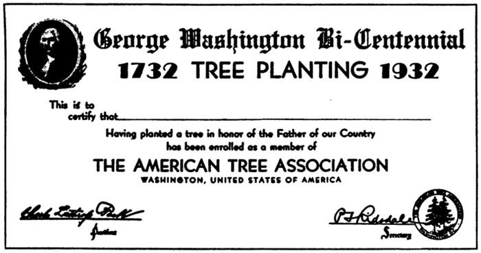 ATA tree planting certificate
