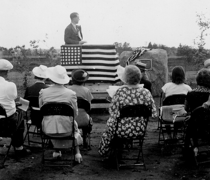 Clare W. Hendee, Ottawa Forest Supervisor, speaking at the James W. Toumey Nursery Dedication, July 10, 1937.