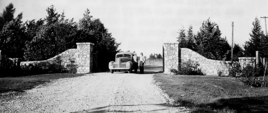 Entrance gate to Wyman Nursery in Manistique, 1940.