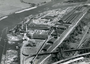 1956 aerial view of Weyerhaeuser Mill B in Everett