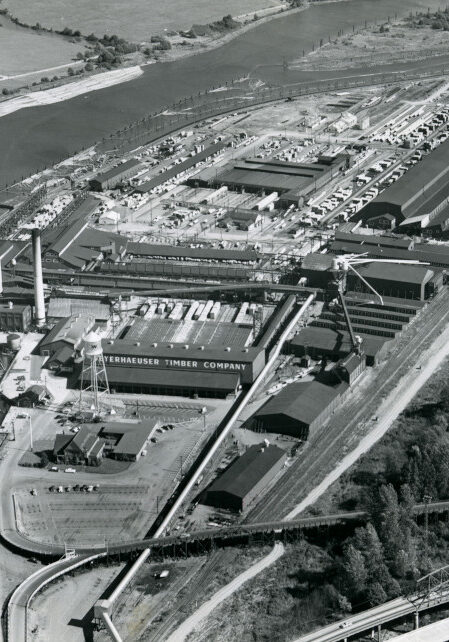 1956 aerial view of Weyerhaeuser Mill B in Everett